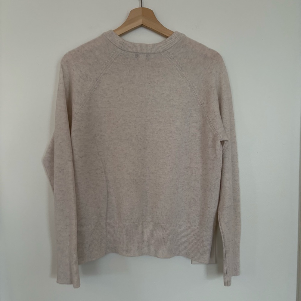 Vince. || Wool Cashmere Sweatshirt Raglan Crewneck Oatmeal Cream Beige Small - Picture 4 of 8